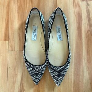 JIMMY CHOO ALINA WOVEN POINTED TOE FLATS SIZE 38